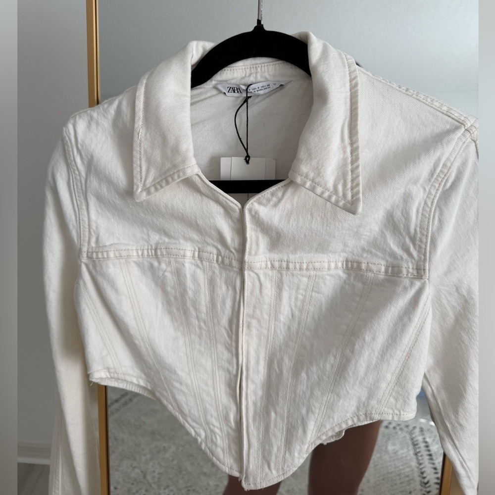 Zara Cream Cropped Jacket